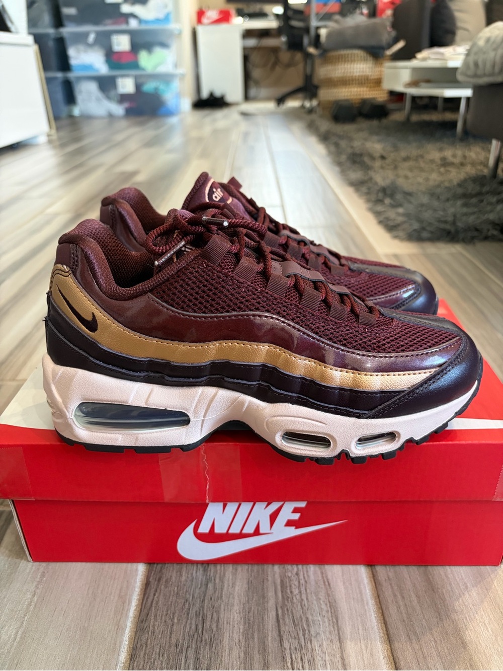 Women's Nike Air Max 95 Big Bubble Shoes -Burgundy Crush Metallic Red IB6398 600